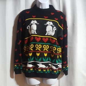Vintage Black Crew Neck Embellished Sweater